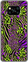 Telefoonhoesje Geschikt voor Xiaomi Geschikt voor Poco X3 Pro hoesje - Dierenprint - Zebra - Neon - Paars - Siliconen Telefoonhoesje Telefoonhoesje
