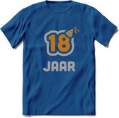 18 Jaar Feest T-Shirt | Goud - Zilver | Grappig Verjaardag Cadeau Shirt | Dames - Heren - Unisex | Tshirt Kleding Kado | - Donker Blauw - XXL