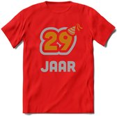 29 Jaar Feest T-Shirt | Goud - Zilver | Grappig Verjaardag Cadeau Shirt | Dames - Heren - Unisex | Tshirt Kleding Kado | - Rood - XXL