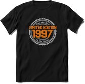 1997 Limited Edition Ring T-Shirt | Zilver - Goud | Grappig Verjaardag en Feest Cadeau Shirt | Dames - Heren - Unisex | Tshirt Kleding Kado | - Zwart - L