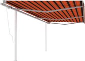 Decoways - Luifel automatisch uittrekbaar met palen 6x3 m oranje en bruin