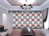 Roses Pattern Black White Red Photo Wallcovering