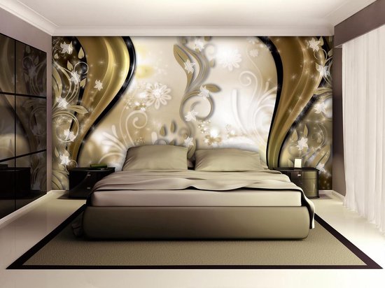 Papier peint photo Polaire | Abstrait, Fleur | Or | 368x254cm (lxh)