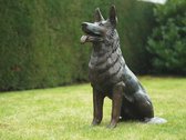 Tuinbeeld - bronzen beeld - Zittende hond - 75 cm hoog