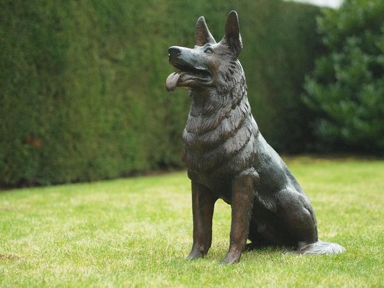 Statue de jardin - statue en bronze - Chien assis - 75 cm de haut
