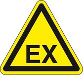 Waarschuwingssticker EX explosiegevaar - zelfklevende folie - 100 mm - geel zwart