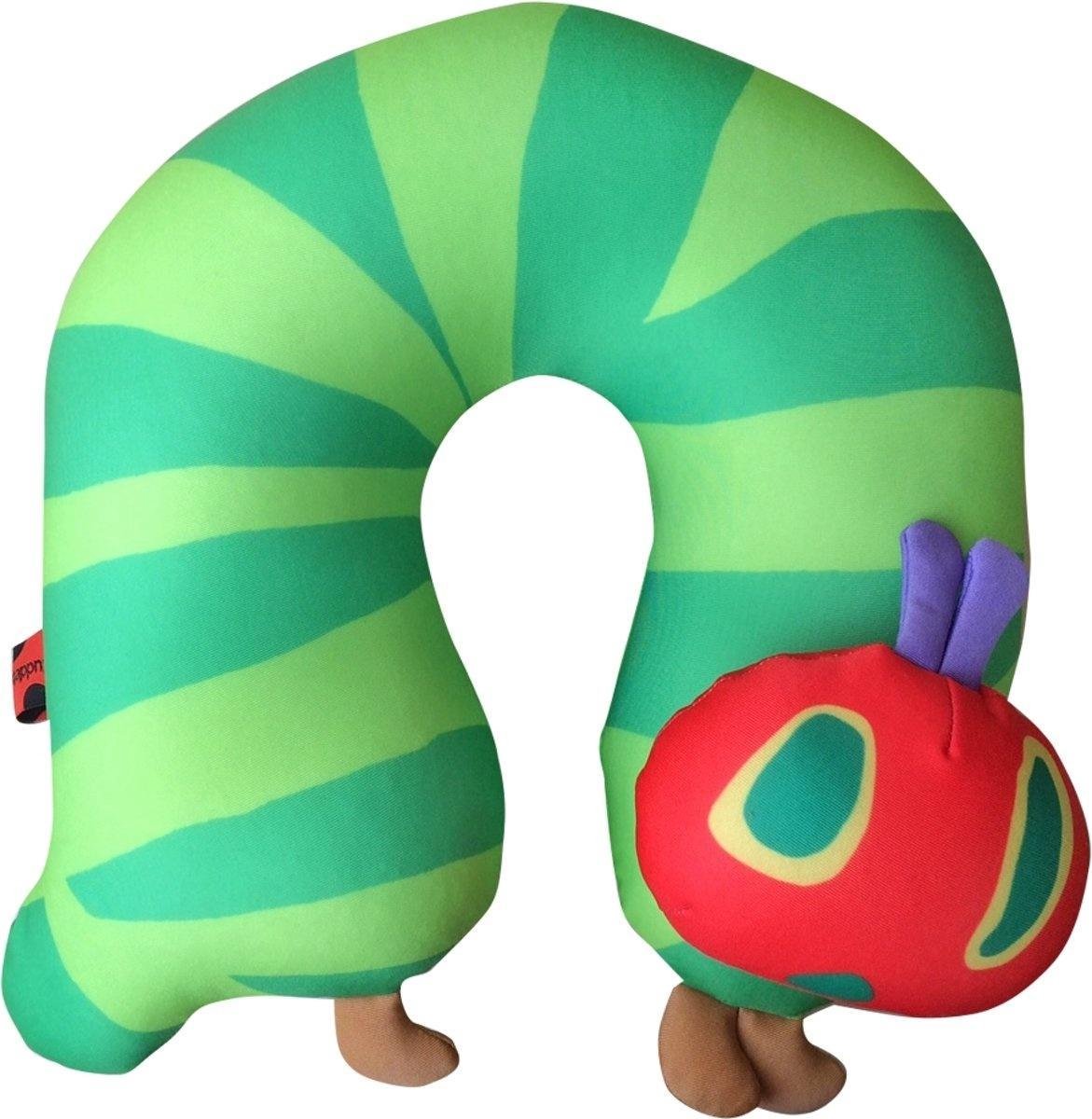 Cuddlebug - U-Caterpillar - Knuffelkussen - Kampeerkussen - Nekkussen (reizen) - 28 cm x 28 cm - Groen - R pet