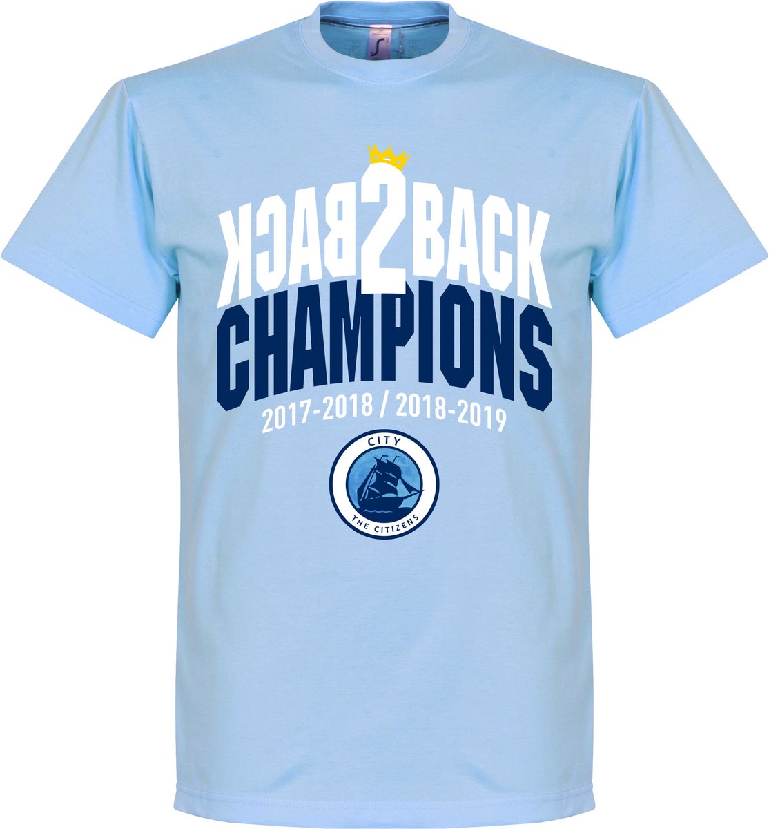 City Back to Back Champions T-Shirt - Lichtblauw - XL