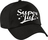 Super juf cadeau pet / baseball cap zwart voor dames - bedankt kado voor een juf / leerkracht