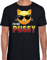 Funny emoticon t-shirt I am no pussy zwart heren L