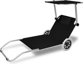 Inklapbare strandstoel met wielen - Aluminium - Zwart