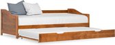 Bedbankframe uittrekbaar grenenhout honingbruin 90x200 cm
