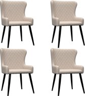 Eetkamerstoelen 4 st stof créme