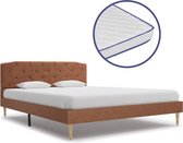 Bed met traagschuim matras stof bruin 140x200 cm