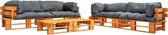 6-delige Loungeset pallet met grijze kussens FSC hout