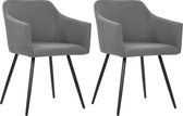 Eetkamerstoelen 2 st stof lichtgrijs