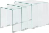 Bijzettafel set 3-dlg transparant gehard glas