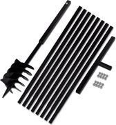 Grondboor met handvat 180 mm en verlengstukken 9 m (staal)