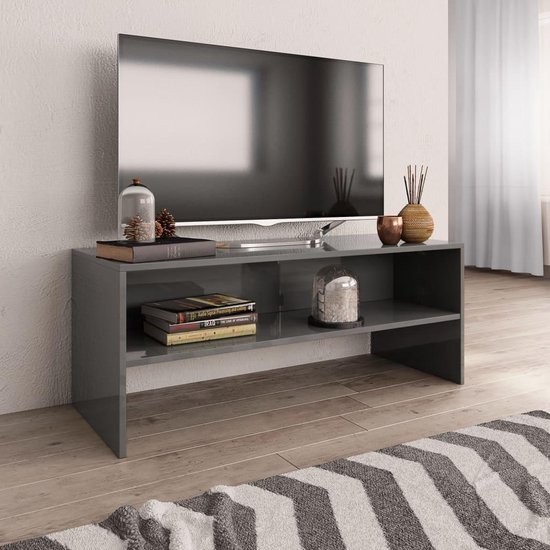 Tv-meubel 100x40x40 cm spaanplaat hoogglans grijs