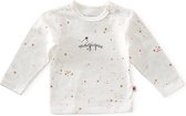 Little Label - baby shirt lange mouw - off white caramel pink stars - maat: 74 - bio-katoen