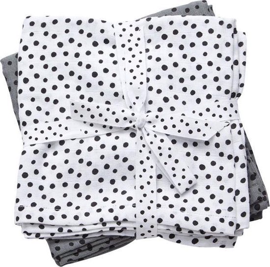 Done by Deer Burp Cloth 2-pack Happy Dots Grey