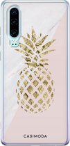 Huawei P30 hoesje siliconen - Ananas | Huawei P30 case | Roze | TPU backcover transparant