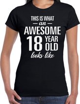 Awesome 18 year / 18 jaar cadeau t-shirt zwart dames 2XL