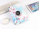 P.C.K. Boekhoesje/Bookcover/Case draaibaar hoesje lichtblauw met lichtroze bloemen geschikt voor Apple iPad AIR/AIR2/2017/2018