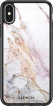 iPhone X/XS hoesje glass - Parelmoer marmer | Apple iPhone Xs case | Hardcase backcover zwart