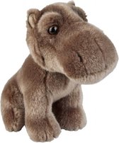 Pluche grijs/bruine nijlpaard knuffel 18 cm - Nijlpaarden safaridieren knuffels - Speelgoed knuffeldieren/knuffelbeest voor kinderen