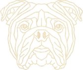 Engelse Bulldog Geometrisch Hout 70 x 83 cm Light Wood - Honden - Wanddecoratie