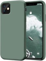 Silicone case geschikt voor Apple iPhone 11 - groen + glazen screen protector