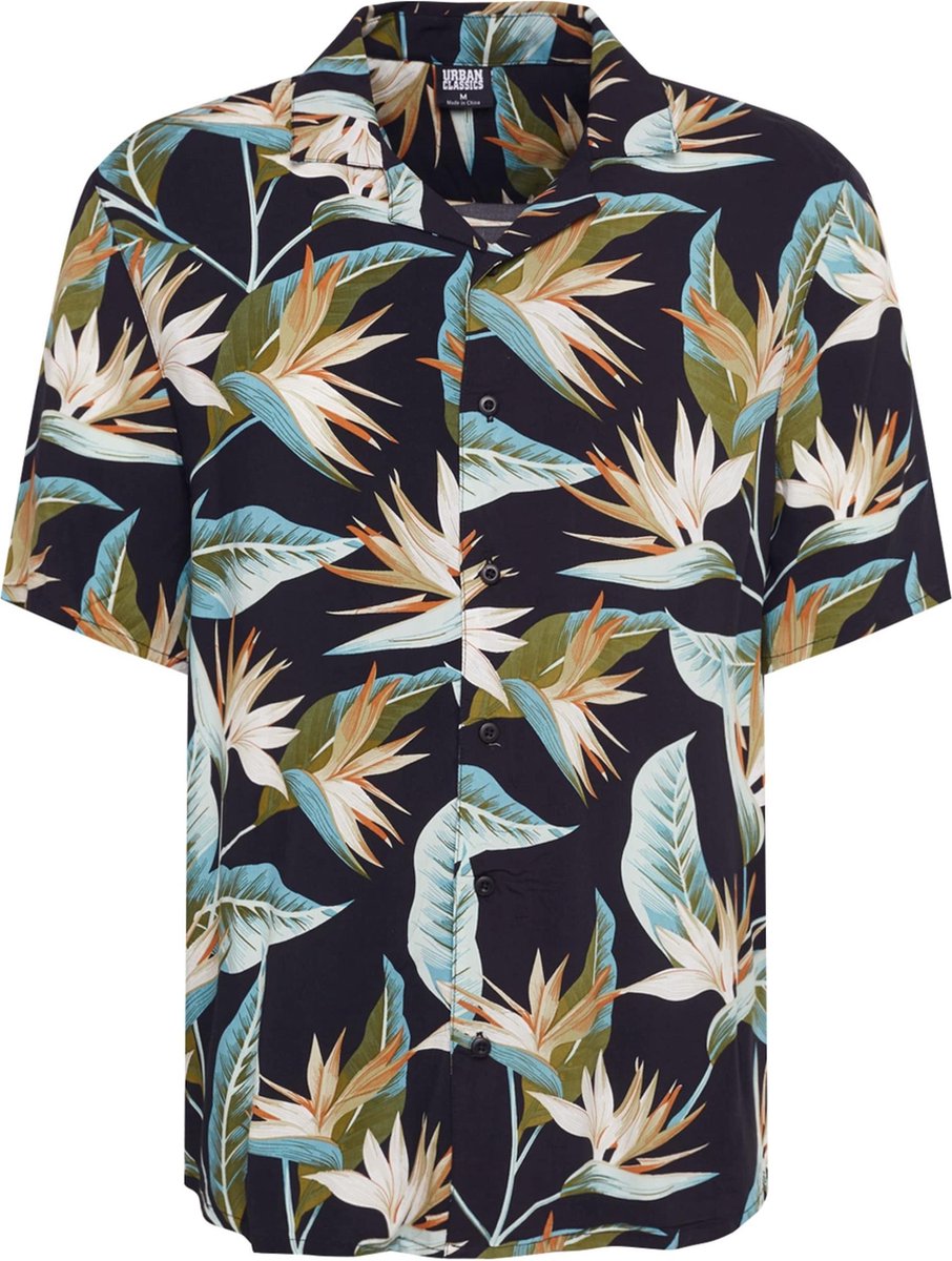 Urban Classics Blossoms Resort Overhemd XL /Multicolours Zwart