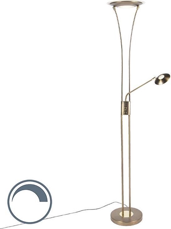 QAZQA ibiza - QAZQA avec lampe de lecture - 1 lumière - H 180 cm - Bronze