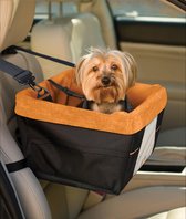 Kurgo Skybox Booster Seat - Verhoogde autostoel met eenvoudige bevestiging voor kleine honden tot 13kg - Zwart/Oranje 30x40x20cm