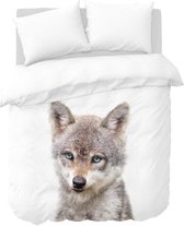 Y-NOT - Baby Wolf - Dekbedovertrek - Microvezel - Lits-jumeaux - 240x200/220 cm - Wit, Multi