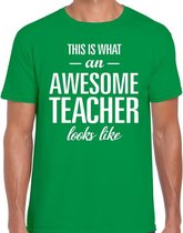 Awesome Teacher cadeau meesterdag t-shirt groen heren S