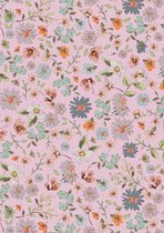 Cadeaupapier met bloemen, Roze K601755-2- Breedte 50 cm - 100m lang