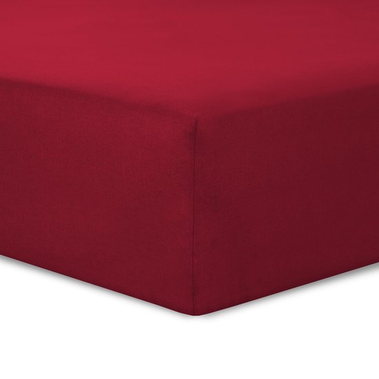 VISION Hoeslaken - 160x200 cm - Rood - 100% katoen