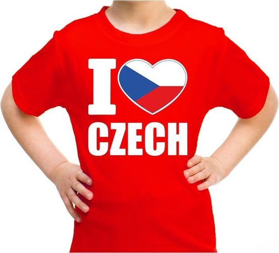 I love Czech t-shirt rood voor kids - Tsjechie landen shirt - Czech supporters kleding 158/164
