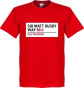 Sir Matt Busby Way Sign T-Shirt - Rood - XL