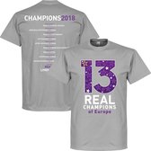 Real Madrid 13 Times Champions League Winners T-Shirt - Grijs - XXL
