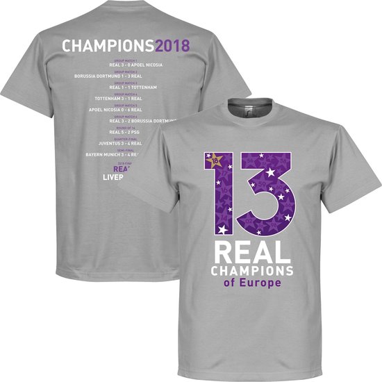 Real Madrid 13 Times Champions League Winners T-Shirt - Grijs - XXL |  bol.com