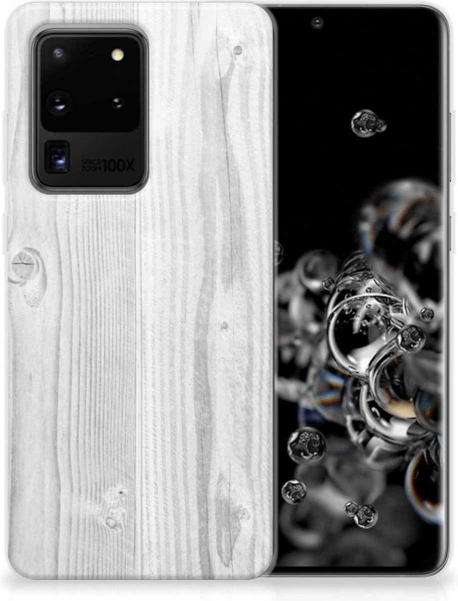 Back Cover voor Samsung Galaxy S20 Ultra Bumper Hoesje White Wood