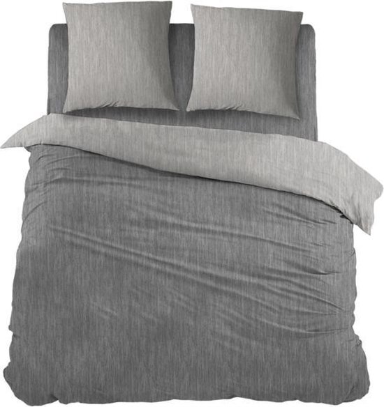 Snoozing Brigitte - Dekbedovertrek - Lits-jumeaux - 270x200/220 cm + 2 kussenslopen 60x70 cm - Antracite/Grey