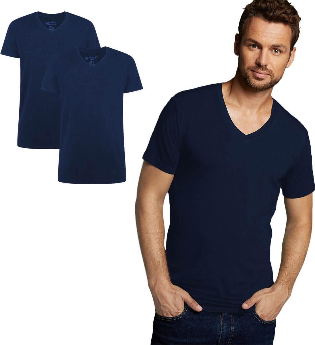 Bamboo Basics 2Pack Heren Bamboe Tshirts V Hals Velo Extra