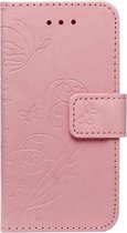 ADEL Kunstleren Book Case Portemonnee Pasjes Hoesje Geschikt voor iPhone 11 Pro - Vlinder Roze