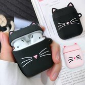 Airpods Hoesje - Airpods Case - Dieren - Kat - Poes - Zwart - Valentijn Cadeautje voor Hem Haar - Valentijnsdag Cadeau