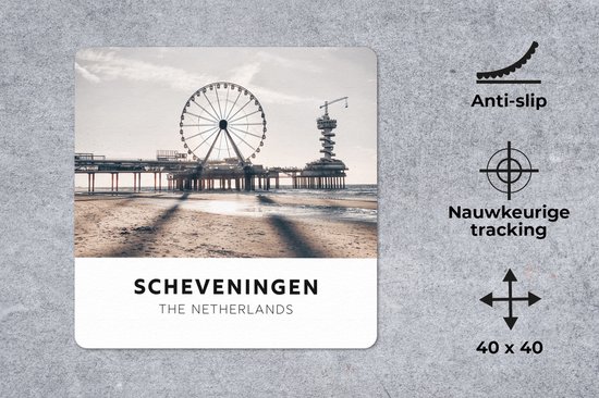 Muismat XXL 40x40 cm - Bureau onderlegger - Bureau mat Nederland - Reuzenrad - Strand - Bureaumat - Gaming mousepad xl - Bureaulegger groot - Computer deskmat