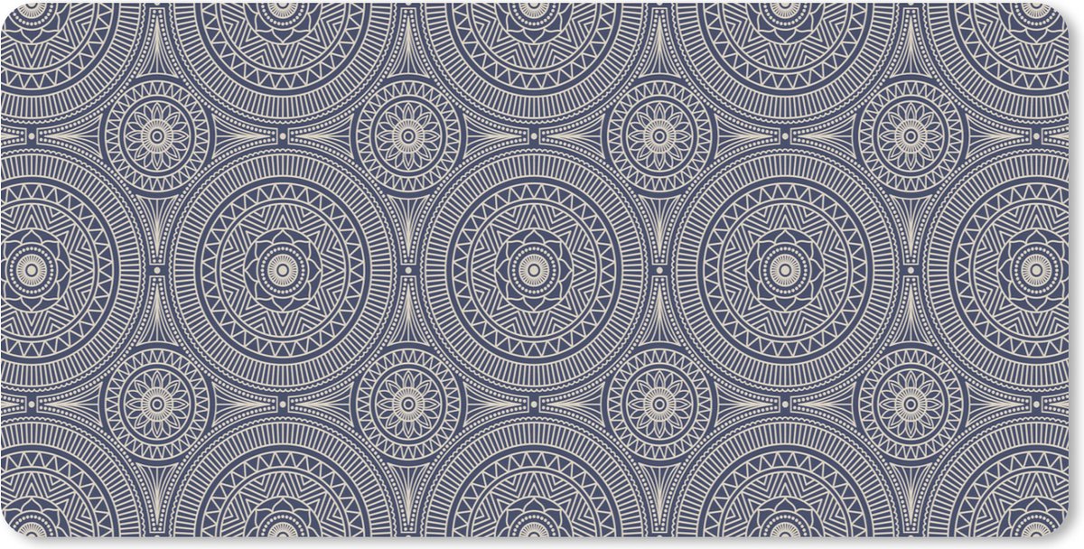 Muismat XXL 120x60 cm - Bureau onderlegger - Bureau mat Mandala - Blauw - Patroon - Abstract - Bureaumat - Gaming mousepad xl - Bureaulegger groot - Computer deskmat